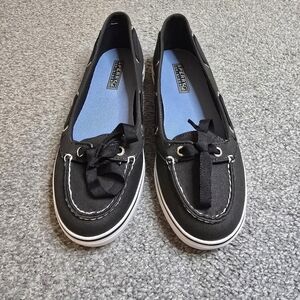 Sperry Loafers Navy White Ladies Size 8M Boat Shoe Coastal Preppy Americana